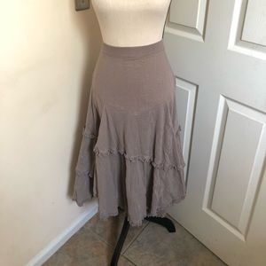 H&M Boho Style Tan Ruffle Skirt Size 10